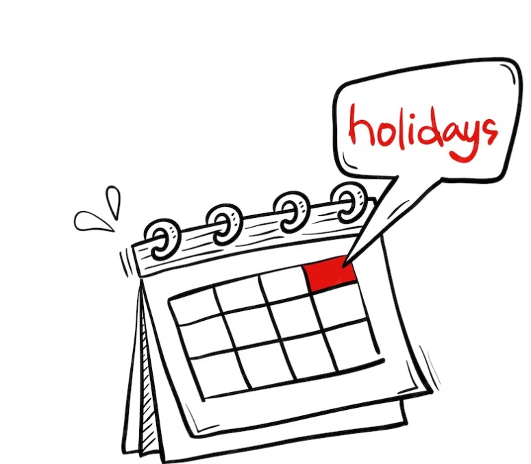 a calendar with a pop up word reading "holidays" for emphasis