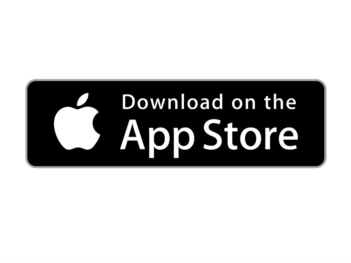 Apple store badge with link to download new app.