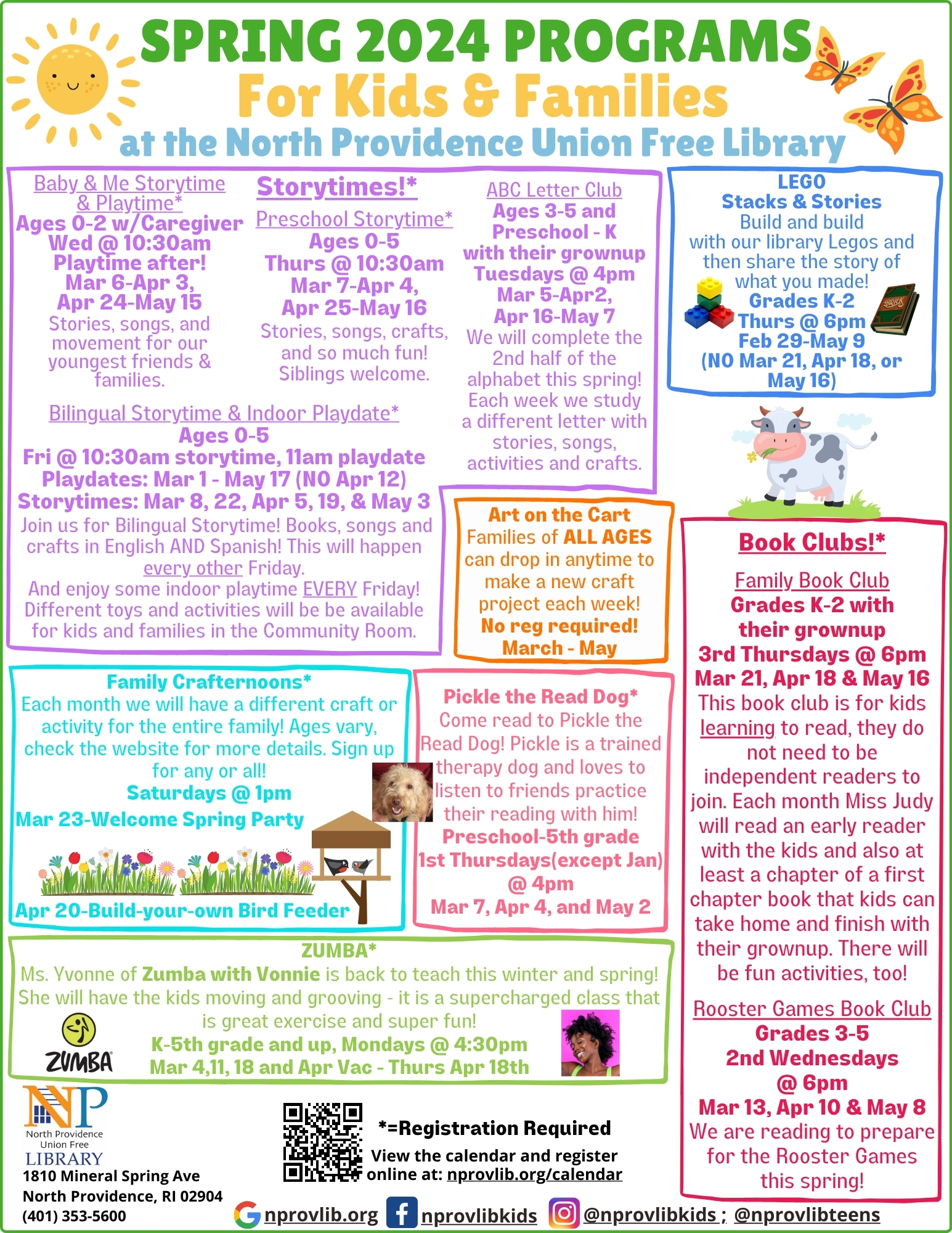 Flyer describing spring programs in the Children's Dept.
