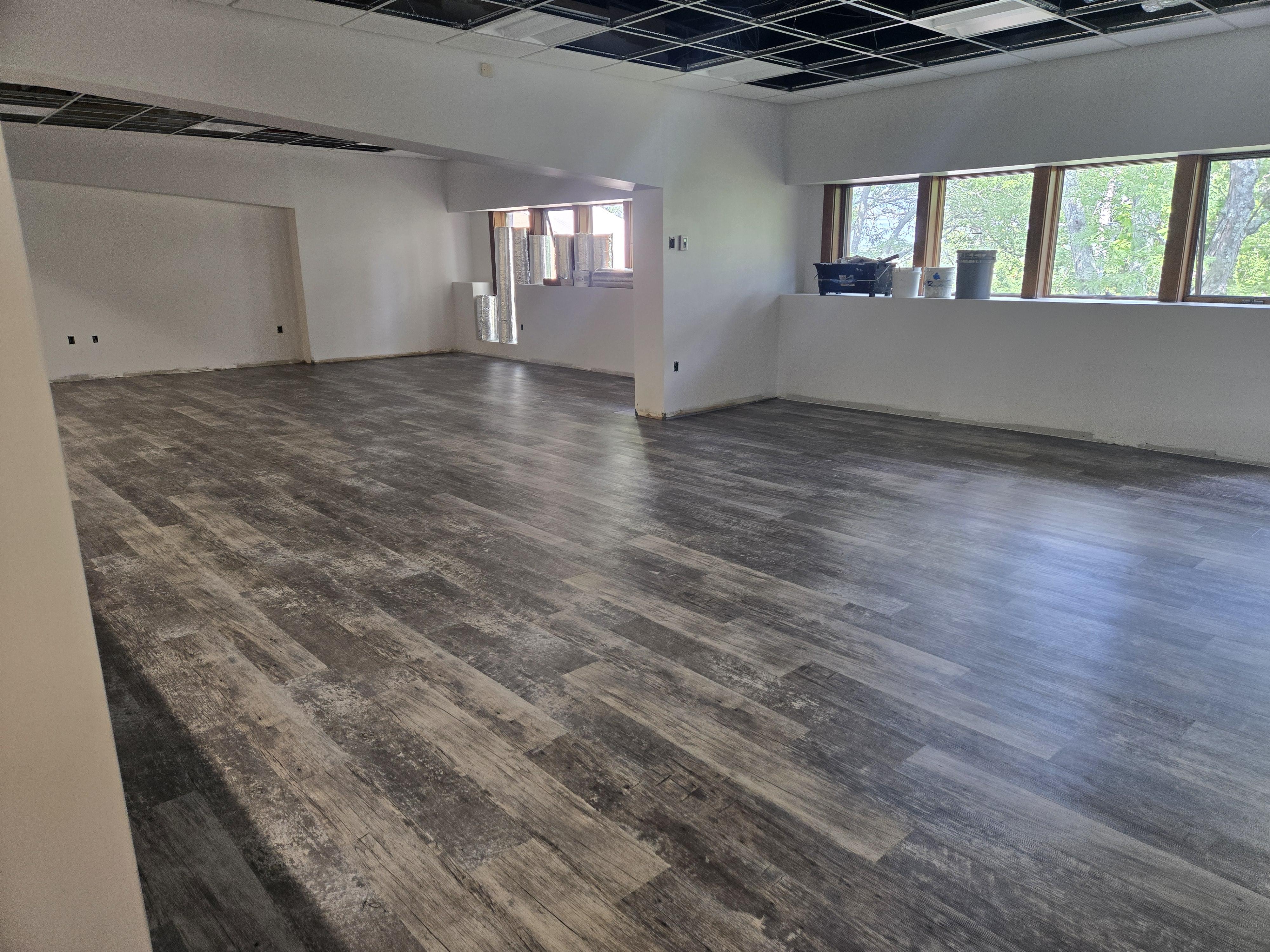 new flooring and painted walls of the new classroom