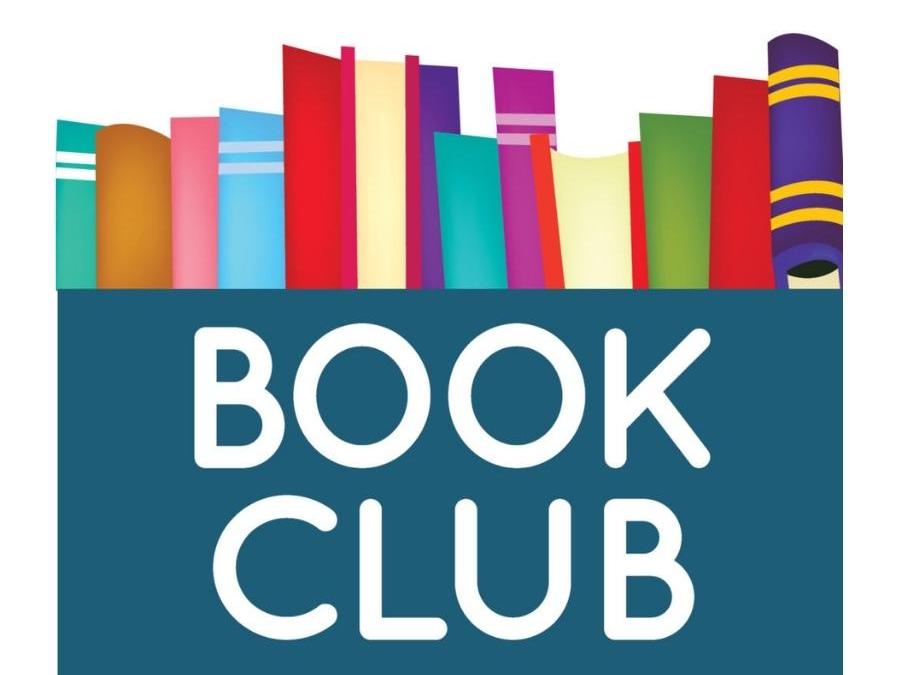 Poster with books that has a caption saying "book club"