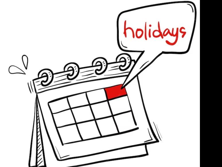 calendar icon with a word bubble reading "Holidays"