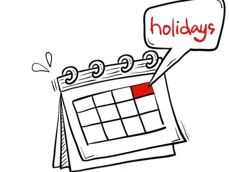 calendar icon with a word bubble reading "Holidays"