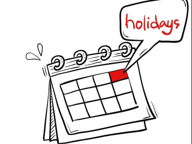a calendar with a pop up word reading "holidays" for emphasis