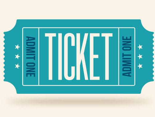 Ticket with words ticket admit one